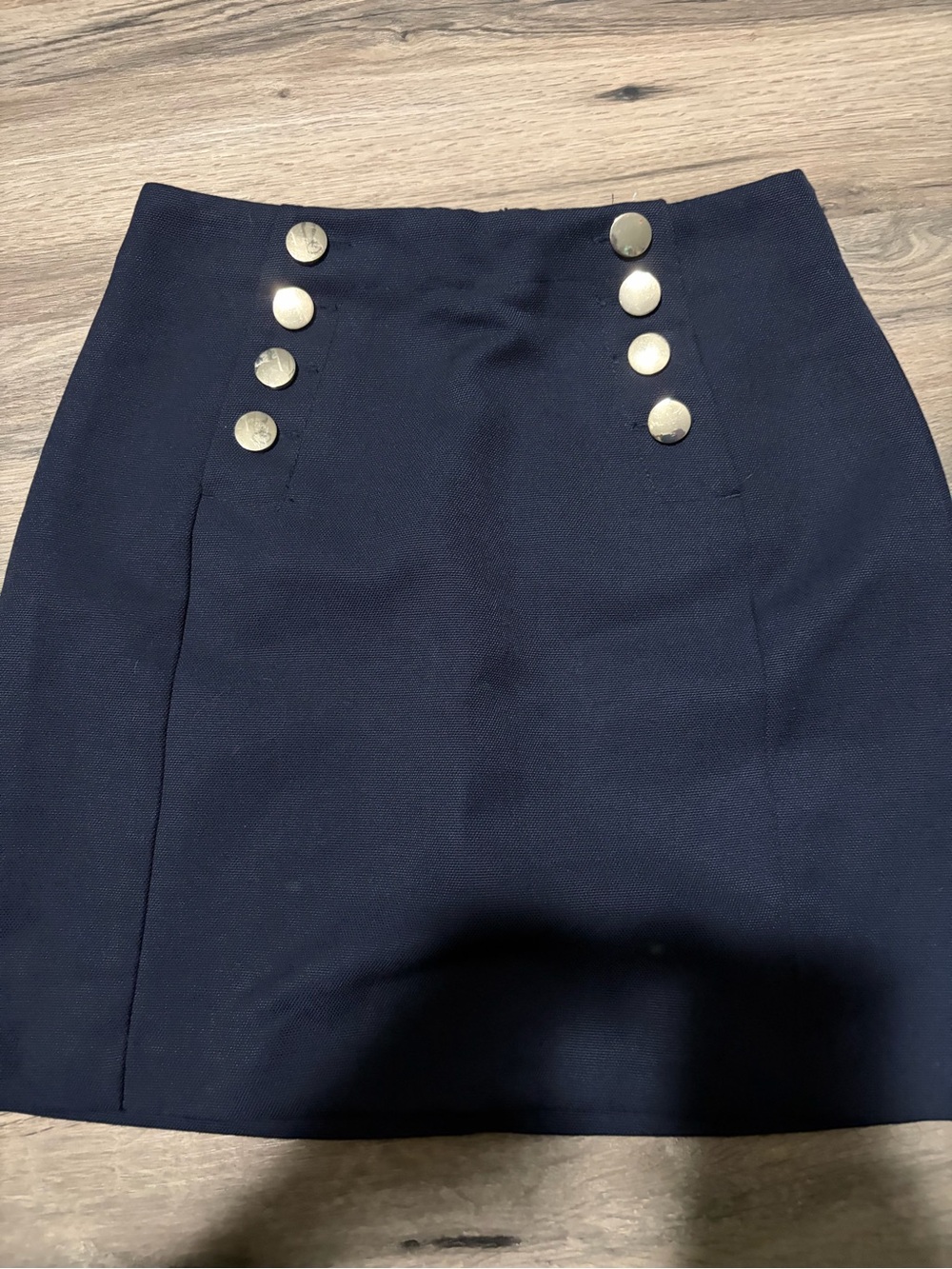 H&M Navy Mini Skirt with Gold Buttons